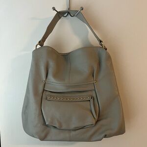 Laggo Joyce Light Grey Pebbled Leather Shoulder/Crossbody Hobo